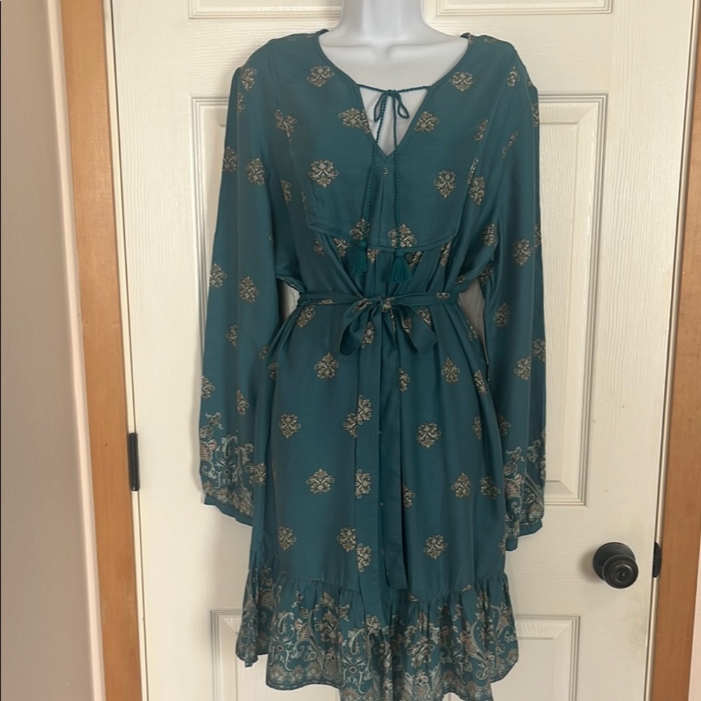 Elegant Teal Floral Dress